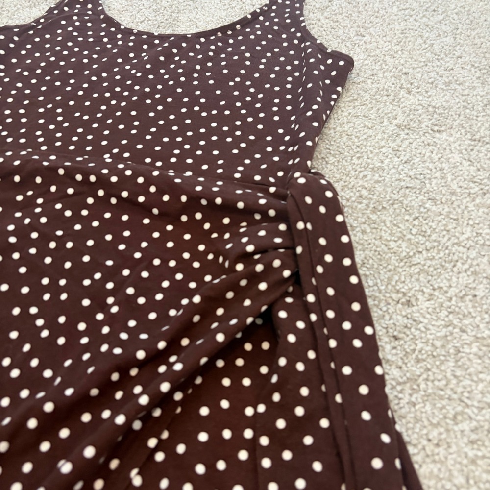 Reformation Kaila Wrap Dress Womens S Brown Polka Dot Tank Midi Retro Mod - Picture 3 of 7